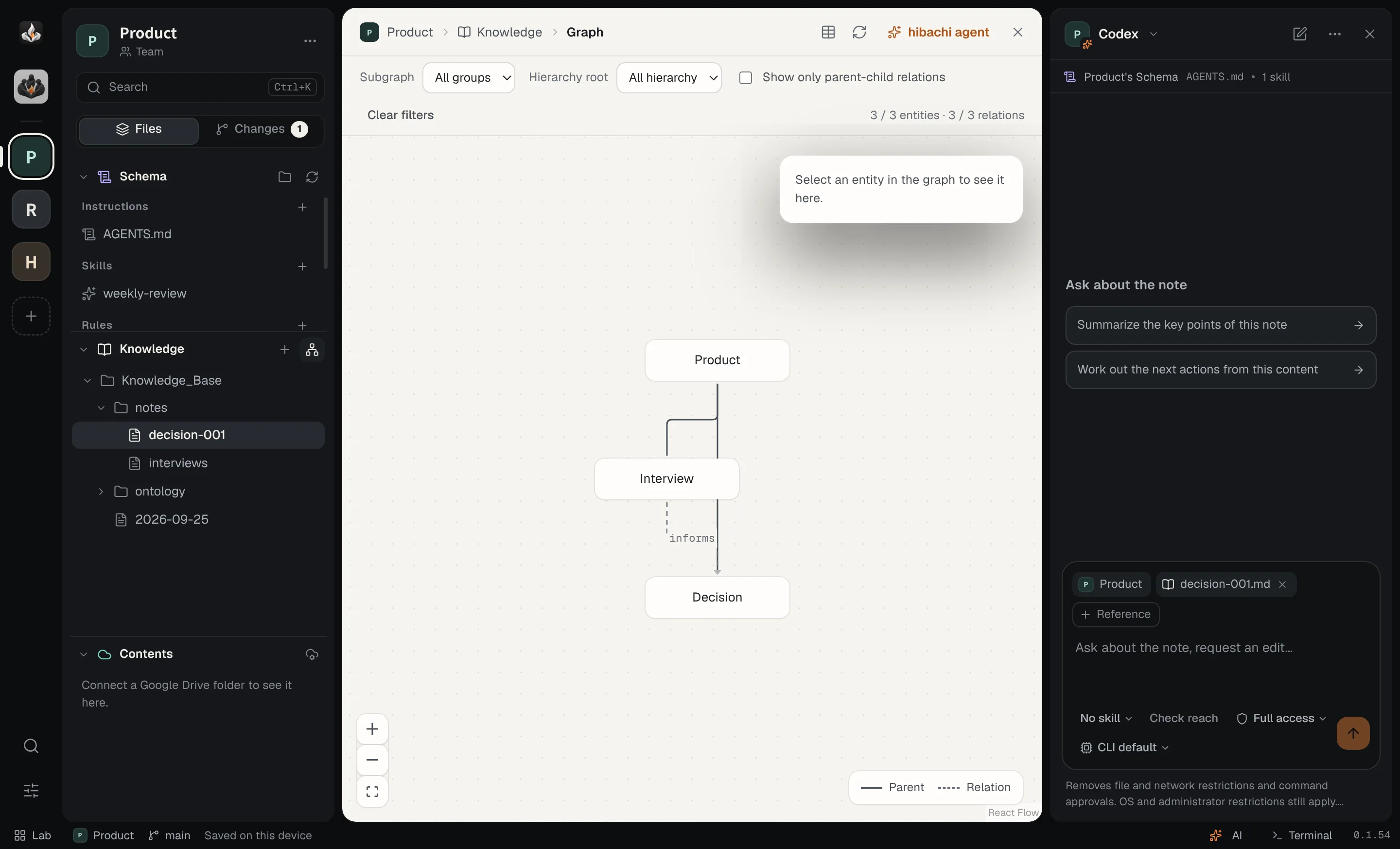An ontology opened as a graph in irori.